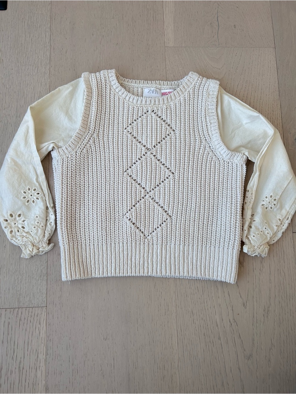 Zara 3-4T Cream shirt sweater vest